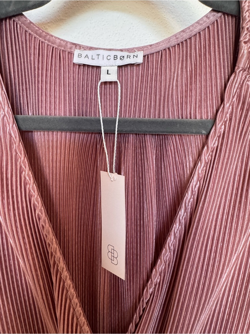 Baltic Born Pleated V-Neck Robe in Dusty Rose